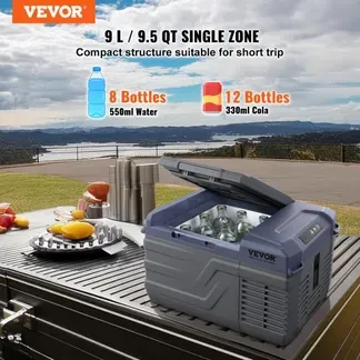 VEVOR Autokühlschrank, 12-Volt-Autokühlschrank, tragbarer 9-Liter-Einzelzonen-Gefrierschrank, einstellbarer Bereich von -4℉ bis 68℉, 12/24 V DC und 100-240 V AC-Kompressorkühler für Outdoor, Camping, Wohnmobil VEVOR Autokühlschrank, 12-Volt-Autokühlschrank, tragbarer 9-Liter-Einzelzonen-Gefrierschrank, einstellbarer Bereich von -4℉ bis 68℉, 12/24 V DC und 100-240 V AC-Kompressorkühler für Outdoor, Camping, Wohnmobil