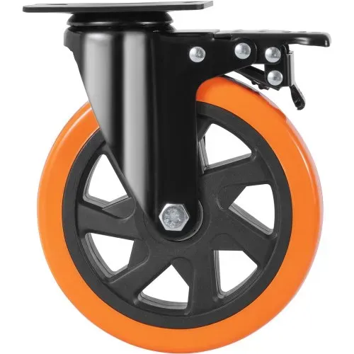 VEVOR Möbelrollen 4er-Set Lenkrollen PVC φ152,4mm Laufrollen 1.270kg Tragfähigkeit Transportrollen mit A/B-Bremsen Kastenrollen 360° Drehbar Schwerlastrollen für Häusern Büros Studios Fabriken – Bild 8