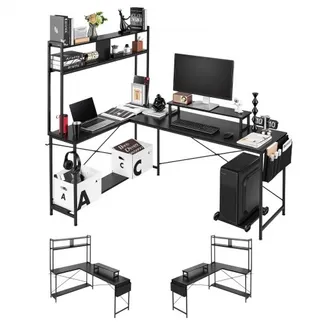 VEVOR Gaming Tisch L-Form 1,7 m, Gamertisch mit Monitorständer & Verschiebbarem CPU-Ständer, Ecktisch 68 kg Tragfähigkeit, Eckschreibtisch Computertisch, Arbeitsstation für Homeoffice VEVOR Gaming Tisch L-Form 1,7 m, Gamertisch mit Monitorständer & Verschiebbarem CPU-Ständer, Ecktisch 68 kg Tragfähigkeit, Eckschreibtisch Computertisch, Arbeitsstation für Homeoffice