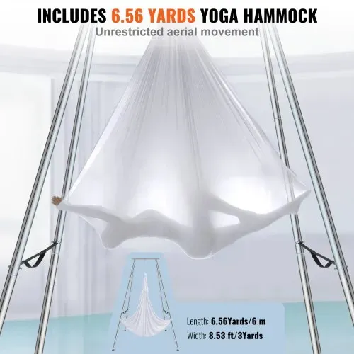 VEVOR Aerial Yoga Hängematte mit Yogarahmen 6 x 2,6 m, Weiß Yoga Swing Air Fliegen, Yoga-Schaukel Hammock Swing 250 kg Max. Tragfähigkeit, inkl. Yoga-Socken & Fußpolster, Anti-Gravity-Übungen – Bild 3