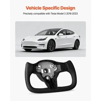 VEVOR Lenkrad für Tesla Model 3 (2016–2023), Volant aus Kohlefaser D-förmig, unten abgeflacht, mit Heizfunktion, Ledergriff mit rutschfester Oberfläche, Ersatzteil für Model 3, Schwarz VEVOR Lenkrad für Tesla Model 3 (2016–2023), Volant aus Kohlefaser D-förmig, unten abgeflacht, mit Heizfunktion, Ledergriff mit rutschfester Oberfläche, Ersatzteil für Model 3, Schwarz