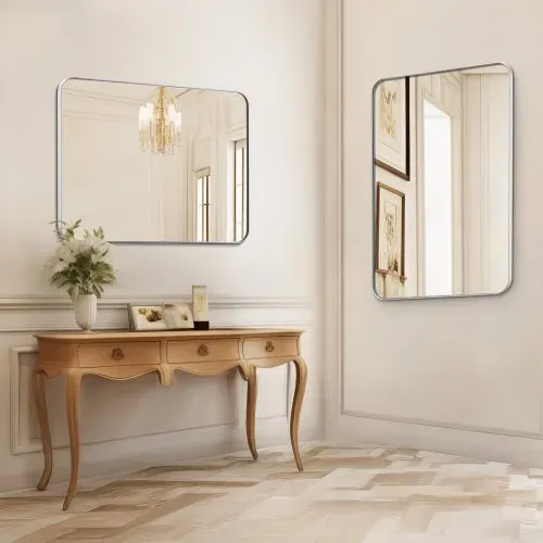 VEVOR Wandspiegel Schminkspiegel Badezimmerspiegel 762 x 559 x 25 mm rechteckiger Spiegel, Rahmen aus Aluminiumlegierung Spiegel mit Z-förmiger Halterung für Badezimmer Schlafzimmer Wohnzimmer – Bild 7