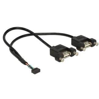 USB 2.0 Kabel, 2mm 10Pin Header > 2x USB-A Buchse, zum Einbau USB 2.0 Kabel, 2mm 10Pin Header > 2x USB-A Buchse, zum Einbau