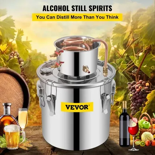 VEVOR Alkohol Destillierapparat 30 L, Alkohol Destillierapparat mit Umwälzpumpe, Alkohol Destillierapparat Kupferrohr, Whiskey Destillierapparat mit eingebautem Thermometer, Edelstahl VEVOR Alkohol Destillierapparat 30 L, Alkohol Destillierapparat mit Umwälzpumpe, Alkohol Destillierapparat Kupferrohr, Whiskey Destillierapparat mit eingebautem Thermometer, Edelstahl