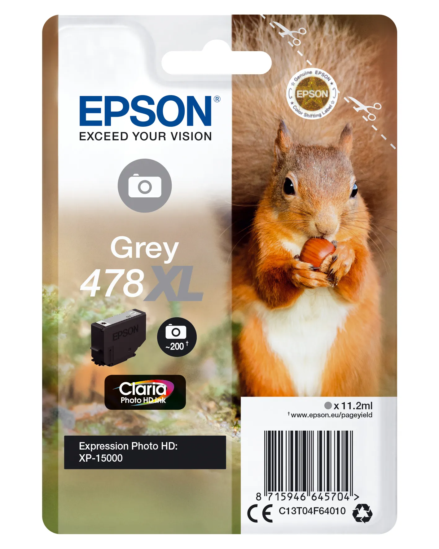 Epson Squirrel Singlepack Grey 478XL Claria Photo HD Ink Epson Squirrel Singlepack Grey 478XL Claria Photo HD Ink