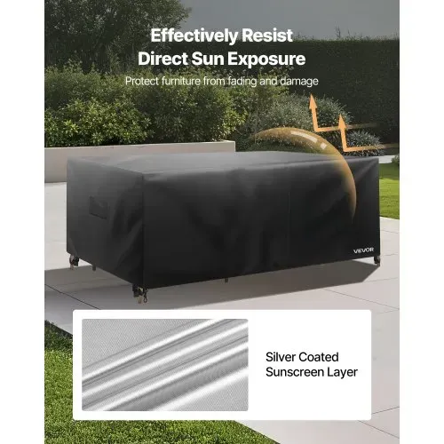 VEVOR Abdeckung Schutzhülle für Terrassenmöbel Gartenmöbel aus Oxford-Gewebe wasserfeste rechteckige Terrassentischabdeckungen mit Belüftung für jedes Wetter, Abdeckplane (188 x 120 x 71 cm) – Bild 4