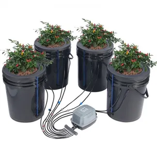 VEVOR DWC Hydroponics Grow System, Hydroponisches Anbausystem mit Top-Drip-Kit, Deep Water Culture 5-Gallonen-4-Eimer, mit Luftpumpe, Luftsteinen und Wasserstandsanzeige für Blattgemüse VEVOR DWC Hydroponics Grow System, Hydroponisches Anbausystem mit Top-Drip-Kit, Deep Water Culture 5-Gallonen-4-Eimer, mit Luftpumpe, Luftsteinen und Wasserstandsanzeige für Blattgemüse
