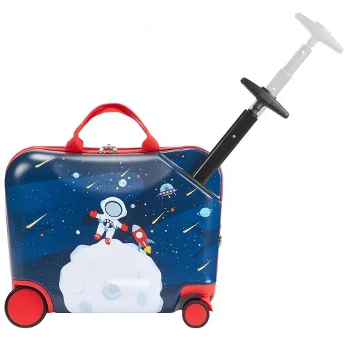 VEVOR Handgepäck Kinderkoffer, 26 L Fassungsvermögen, Hartschalenkoffer mit Rollen zum Draufsitzen, verstellbarer Schultergurt, Kinderreisetasche für Kinder ab 3 Jahren, Blau und Weiß – Bild 10