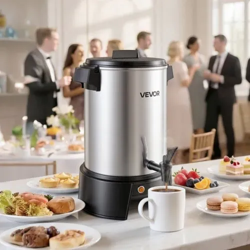VEVOR Gewerbliche Kaffeemaschine, 30 Tassen, 4,5 l Heißgetränkespender mit tropffreiem Wasserhahn, 1190 W Schnellbrüh-Kaffeemaschine, automatische Temperaturregelung, für Catering, Partys, Kirchen und Restaurants – Bild 7