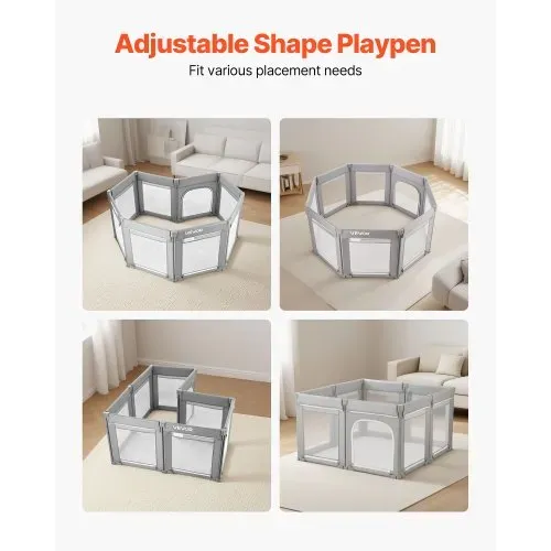 VEVOR Baby Laufstall, 120 x 120 cm, Spielstall, Spielplatz mit Reißverschlusstür und weichem, atmungsaktivem Netz, lückenloses Aktivitätszentrum für Kleinkinder von 6–24 Monaten – Bild 5