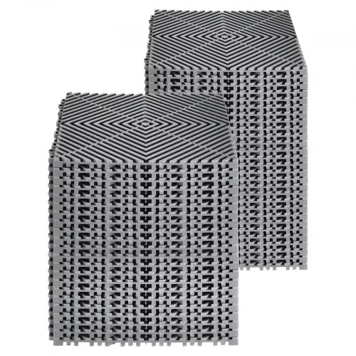 VEVOR ineinandergreifende Drainagematte Duschmatte 31 x 31 cm modulares ineinandergreifende Bodenmatten, 55 Stk. Spleiß-Drainagematten, rutschfeste Drainage-Bodenfliesen, für Garage Garten Grau – Bild 8