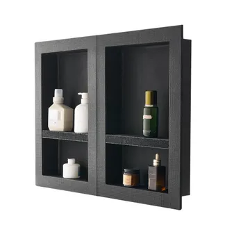 VEVOR Duschnische, 40,6 x 61 cm + 40,6 x 61 cm Wandnische mit beweglichem Regal, 10,2 cm dicker moderner Seifen- & Shampoo-Aufbewahrungs-Organizer, schwarz für Badezimmerdusche VEVOR Duschnische, 40,6 x 61 cm + 40,6 x 61 cm Wandnische mit beweglichem Regal, 10,2 cm dicker moderner Seifen- & Shampoo-Aufbewahrungs-Organizer, schwarz für Badezimmerdusche
