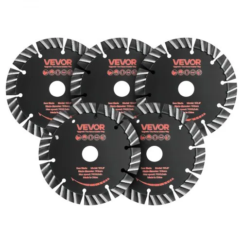 VEVOR 5 Stk. Diamanttrennscheiben 133 mm, Diamant-Sägeblätter mit 20 mm Bohrung & 13 mm Segmenthöhe, Max. 7000 U/min Diamantscheiben für Trocken/Nass Schneiden, Trennscheibe für Beton Mauerwerk Stein VEVOR 5 Stk. Diamanttrennscheiben 133 mm, Diamant-Sägeblätter mit 20 mm Bohrung & 13 mm Segmenthöhe, Max. 7000 U/min Diamantscheiben für Trocken/Nass Schneiden, Trennscheibe für Beton Mauerwerk Stein