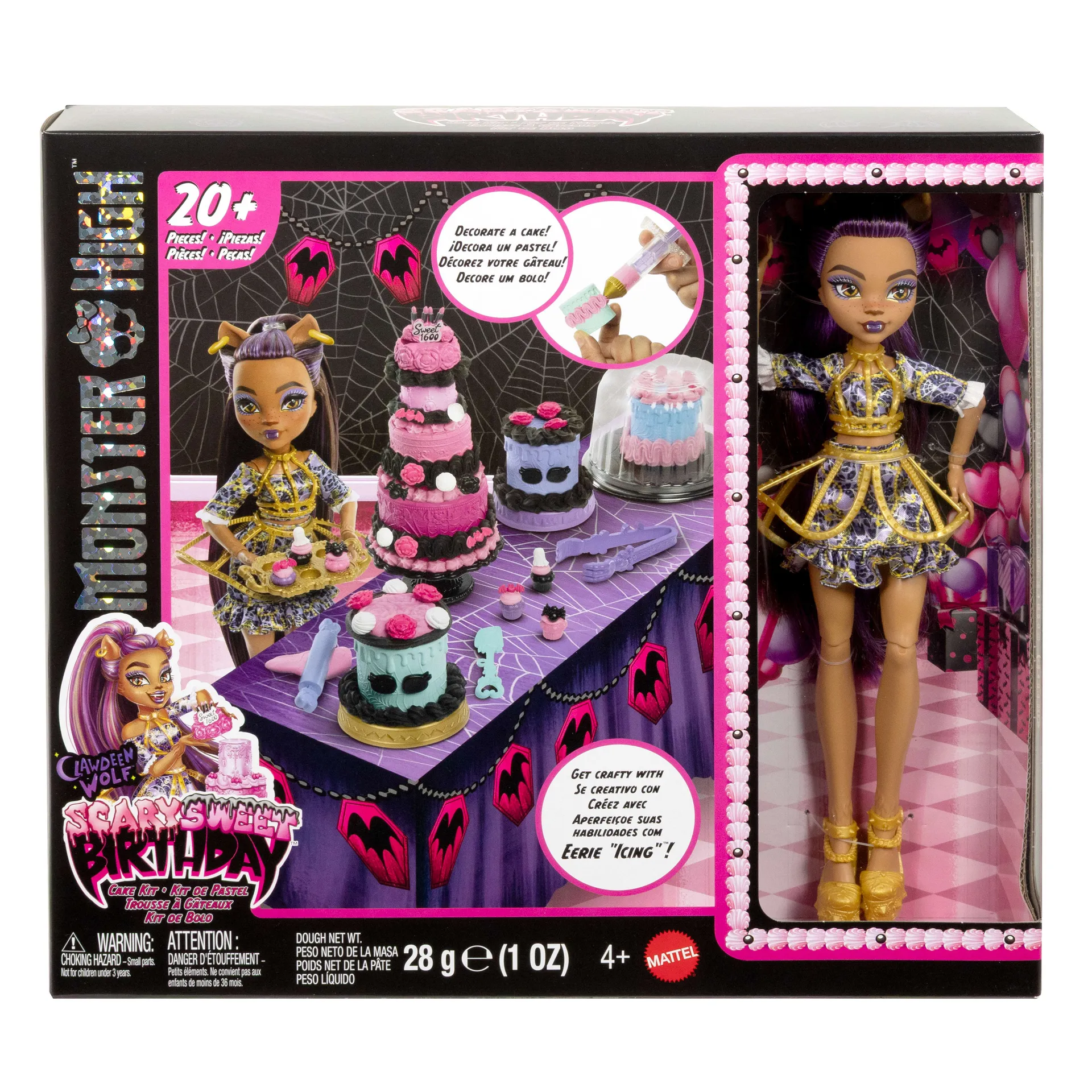 Monster High Scary Sweet Birthday Tortenset mit Clawdeen Wolf-Puppe und mehr als 20 Zubehörteilen zum Dekorieren – Bild 7