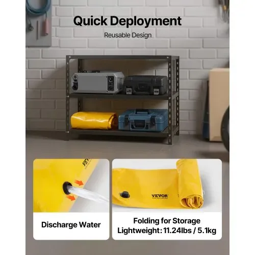 VEVOR Flutbeutel, Wiederverwendbare PVC-Wasserableitungsrohre, leicht, mit ausgezeichneter wasserdichter Wirkung, verwendet für Türen, Garagen, Gelb – Bild 4