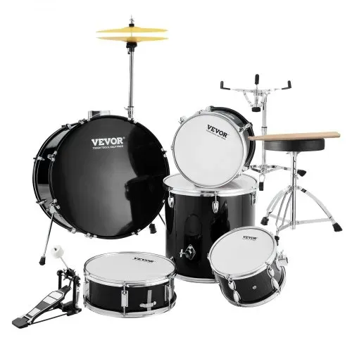 VEVOR Schlagzeug, 5-teilig, Drum in voller Größe mit Bass-Toms, Snare, Standtrommel, verstellbaren Thronständern, Becken, Hi-Hat-Pedal und Drumsticks, Anfänger-Schlagzeug für Erwachsene, schwarz – Bild 9
