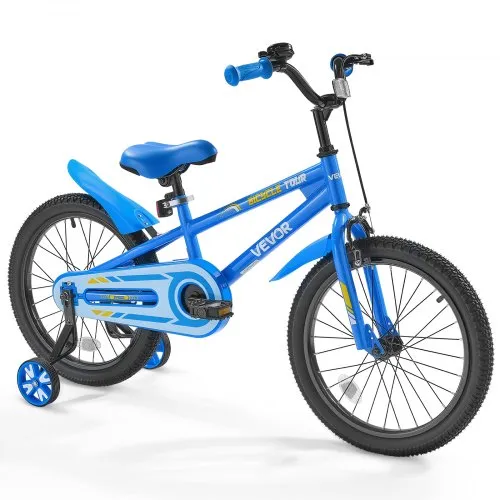VEVOR Kinderfahrrad, 18 Zoll BMX-Stil-Fahrrad mit Stützrädern, empfohlene Kindergröße 110-140 cm, robust & einfach zu montieren, Kleinkinderfahrrad für Jungen & Mädchen zum Fahrradlernen, blau VEVOR Kinderfahrrad, 18 Zoll BMX-Stil-Fahrrad mit Stützrädern, empfohlene Kindergröße 110-140 cm, robust & einfach zu montieren, Kleinkinderfahrrad für Jungen & Mädchen zum Fahrradlernen, blau