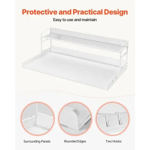 VEVOR Arbeitsplatte für Waschmaschine und Trockner mit 2-stufigem Regal (1370 x 700 x 419 mm) Trommelregal mit Anti-Rutsch-Pads, wasserabweisende Wäscheauflage für Aufbewahrung weiß – Bild 5