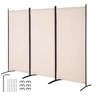 VEVOR Raumteiler 3 Paneele Raumteiler 260 x 184 x 52 cm, faltbarer Sichtschutz & tragbarer Trennwandteiler zur Raumtrennung, freistehende Raumteiler für Büro Schlafzimmer Arbeitszimmer, Beige VEVOR Raumteiler 3 Paneele Raumteiler 260 x 184 x 52 cm, faltbarer Sichtschutz & tragbarer Trennwandteiler zur Raumtrennung, freistehende Raumteiler für Büro Schlafzimmer Arbeitszimmer, Beige