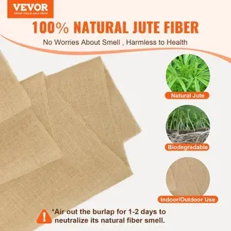 VEVOR Jute Stoff, Sackleinen-Stoffrolle, 45×45 hochdichte breite natürliche Sackleinen-Stoffrollen, 1016mmx91,4m, für Dekoration, Handwerk, Hochzeit, Gartenarbeit, Pflanzen- & Baumwinterabdeckung VEVOR Jute Stoff, Sackleinen-Stoffrolle, 45×45 hochdichte breite natürliche Sackleinen-Stoffrollen, 1016mmx91,4m, für Dekoration, Handwerk, Hochzeit, Gartenarbeit, Pflanzen- & Baumwinterabdeckung