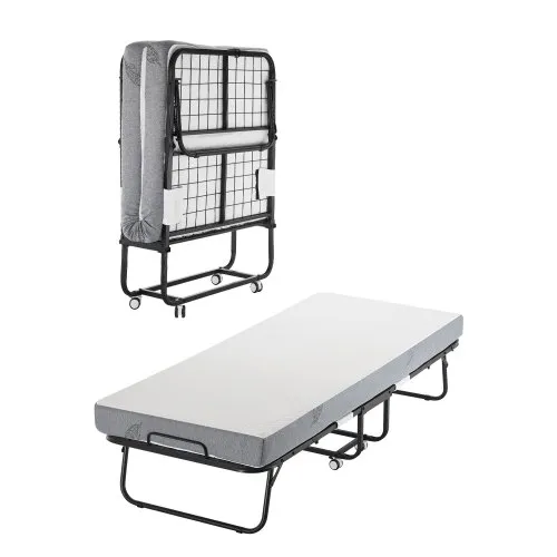 VEVOR Rollbett Klappbett mit 12,5 cm Matratze, faltbares Einzelbett mit Memory Foam-Matratze (190 x 81 cm), 136,1 kg belastbares Gästebett für Erwachsene, Metallbett für Schlafzimmer Wohnzimmer VEVOR Rollbett Klappbett mit 12,5 cm Matratze, faltbares Einzelbett mit Memory Foam-Matratze (190 x 81 cm), 136,1 kg belastbares Gästebett für Erwachsene, Metallbett für Schlafzimmer Wohnzimmer