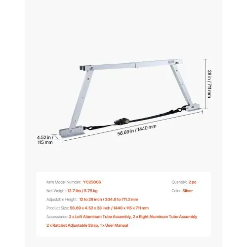 VEVOR Wohnmobilstabilisator Stoßstangenstabilisator für Anhänger Wohnmobile Sattelauflieger, faltbar, höhenverstellbar 304,8-711,2 mm, reduziert das Wackeln des Wohnmobils, 2 Stk. – Bild 6