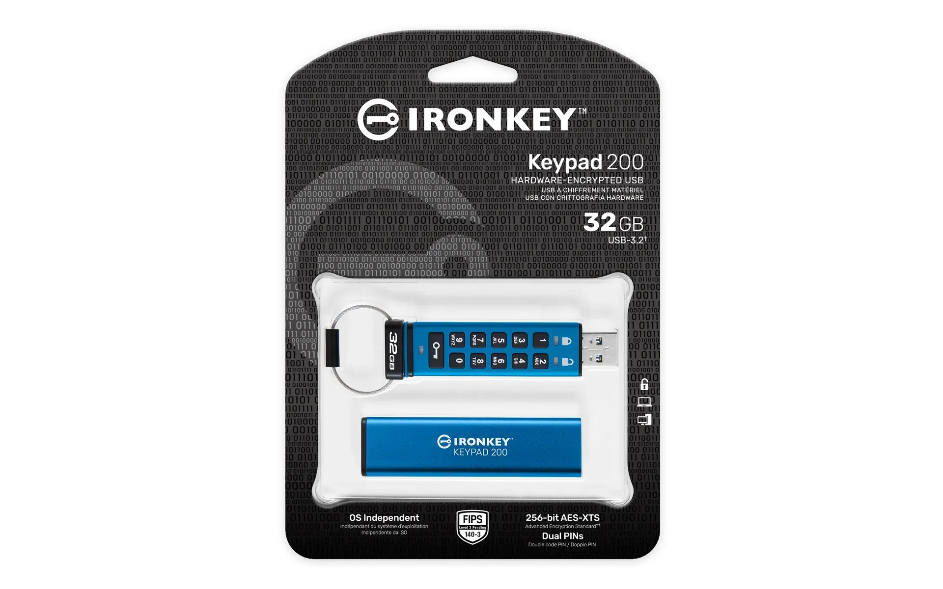 Kingston Technology IronKey 32GB Keypad 200, FIPS 140-3 Lvl 3 AES-256 Verschlüsselung – Bild 3