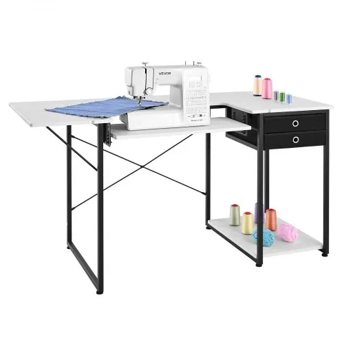 VEVOR Nähtisch Nähmaschinentisch mit klappbarer Tischplatte & verstellbarer Ablage & Stahlbeinen & Schublade, Mehrzwecktisch Computertisch für Zuhause Modestudio Kunststudio Bildungseinrichtung VEVOR Nähtisch Nähmaschinentisch mit klappbarer Tischplatte & verstellbarer Ablage & Stahlbeinen & Schublade, Mehrzwecktisch Computertisch für Zuhause Modestudio Kunststudio Bildungseinrichtung