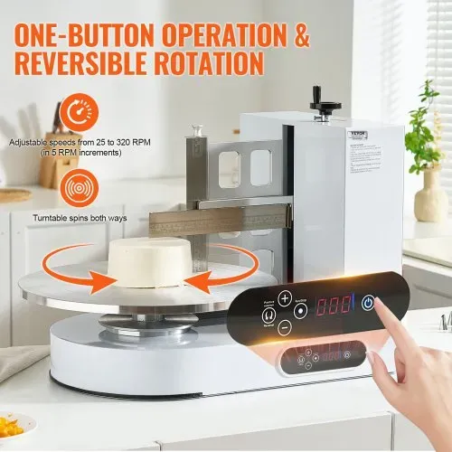 VEVOR einstellbare Tortencremestreichmaschine elektrische Tortendekorationsmaschine zum Verteilen von Kuchencreme, zum Bestreichen und Schmieren von Kuchenglasuren, für 10,16ß40,64 cm Kuchen weiß – Bild 2
