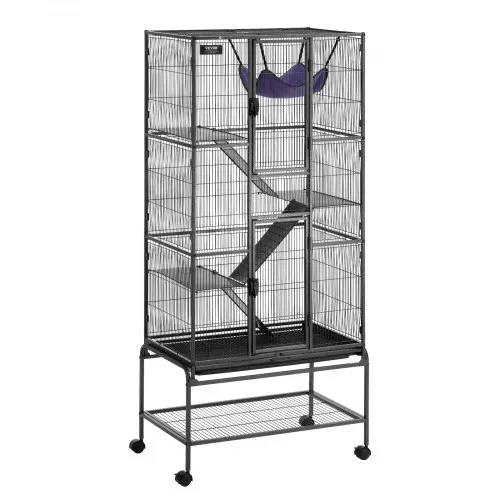 VEVOR 69" rollender Frettchenkäfig aus Metall, großer 4-stöckiger Critter Nation-Käfig, Kleintierkäfig mit Rampen und Tablett, einfach aufzubauen für Hausratten, Hamster, Meerschweinchen, Chinchillas, Eichhörnchen, Igel, Hasen – Bild 9
