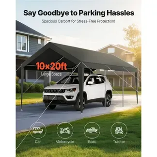 VEVOR Carport, 3,05×6,09×2,87 m Autoüberdachung, tragbare Zeltgarage, verzinkter Autounterstand, Garagenzelt UV-beständig, Ganzjahresschutz, Lagerschuppen, Ideal für Auto, Boot, Motorrad VEVOR Carport, 3,05×6,09×2,87 m Autoüberdachung, tragbare Zeltgarage, verzinkter Autounterstand, Garagenzelt UV-beständig, Ganzjahresschutz, Lagerschuppen, Ideal für Auto, Boot, Motorrad