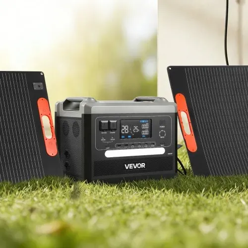 VEVOR Tragbare Powerstation, 2400-W-Solargenerator mit 2 faltbaren 200-W-Solarpanels, erweiterbarer 2160-Wh-LiFePO4-Akku mit 10 Ausgängen für Notstromversorgung zu Hause, beim Camping und im Wohnmobil – Bild 7