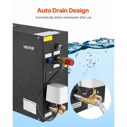 VEVOR Dampfgenerator, 7,5 kW Dampferzeuger, Dampfduschsystem mit Steuerung für Sauna, Bad, Spa, kommerzielles automatisches Ablaufset mit Überhitzungs-, Trockenlauf- & Überdruckschutz, Schwarz – Bild 4