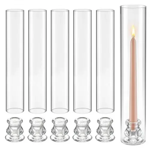VEVOR 24 Stk. Glaszylinder für Kerzen Set, Hurricane Kerzenhalter 65x350mm, Kerzengläser aus Borosilikatglas, Kerzenschatten Bodenlos, Windfeste Kerzenhalterhülle für Hochzeit Weihnachten Party Deko – Bild 8