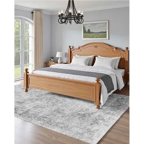 VEVOR Teppich, 1829x2743 mm Kurzflor, waschbarer Teppich, rutschfester Wohnzimmerteppich im Boho-Stil, Innenmatte für Schlafzimmer, Wohnzimmer, Kinderzimmer, Eingangsbereich, grau – Bild 3