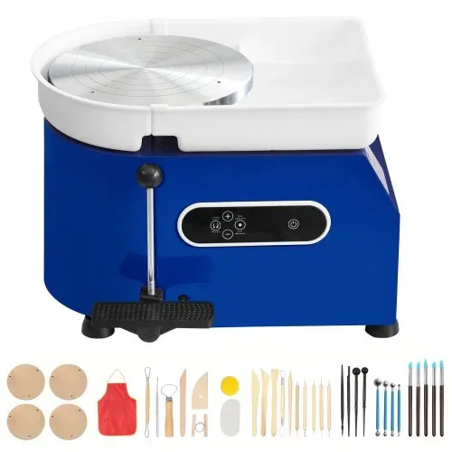 VEVOR Töpferscheibe 450 W, Tonmaschine 280 mm Drehteller, Drehzahlregelung 60–300 U/min, Hand- & Fußsteuerung, Abnehmbares ABS-Becken, Keramik Clay Maschine für Erwachsene & Anfänger, Blau – Bild 8