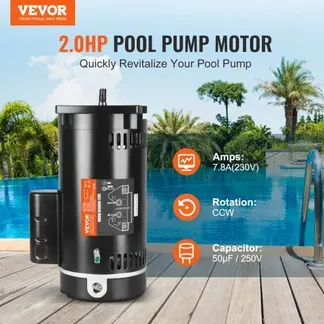 VEVOR 2 PS Pool-Pumpenmotor, 56Y Rahmen, 230V (7,8 Ampere) 3450 U/min, 60Hz, 1,3 Betriebsfaktor, 50μF/250V Kondensator, Linksdrehung Vierkantflansch Ersatzmotor VEVOR 2 PS Pool-Pumpenmotor, 56Y Rahmen, 230V (7,8 Ampere) 3450 U/min, 60Hz, 1,3 Betriebsfaktor, 50μF/250V Kondensator, Linksdrehung Vierkantflansch Ersatzmotor