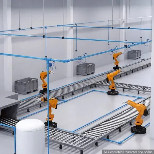 VEVOR Druckluftschlauch-Satz 24 Stk. Druckluftrohre 27,6m x 17,3mm Innen, Kompressorschlauch für Werkstatt Garage & Fabirk, Rohrsatz aus Aluminium, Max. 2 MPa Betriebsdruck, inkl. Zubehör-Set, Blau – Bild 7