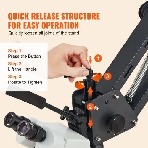 VEVOR Multidirektionales Mikroskop mit Federhalterung, Schmuckmikroskop mit 7- bis 45-facher Vergrößerung, Mikro-Schmuck-Intarsienständer mit integriertem USB-Ring-LED-Licht, Juweliermikroskop für Schmuckintarsien – Bild 3