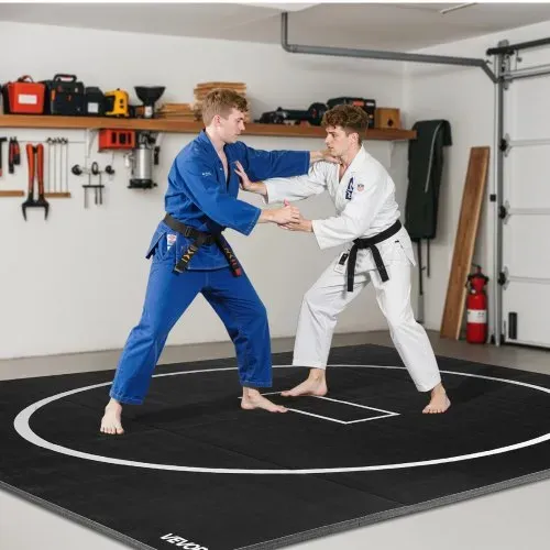 VEVOR Kampfsportmatte 3 x 3 m für Workouts im Heim-Fitnessstudio, wasserfeste aufrollbare Trainingsmatten Fitnessmatte für Gymnastik Tatami Jiu-Jitsu MMA Judo Boxen, Sportmatte Yogamatte Schwarz – Bild 7