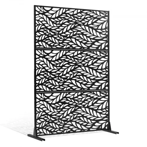 VEVOR Paravent, 120x50,8x183 cm, Sichtschutzwände & -paneele für den Außenbereich, freistehende Trennwand mit Ständer, dekorativer Raumteiler für Balkon, Terrasse, Innenbereich, Schwarz – Bild 9