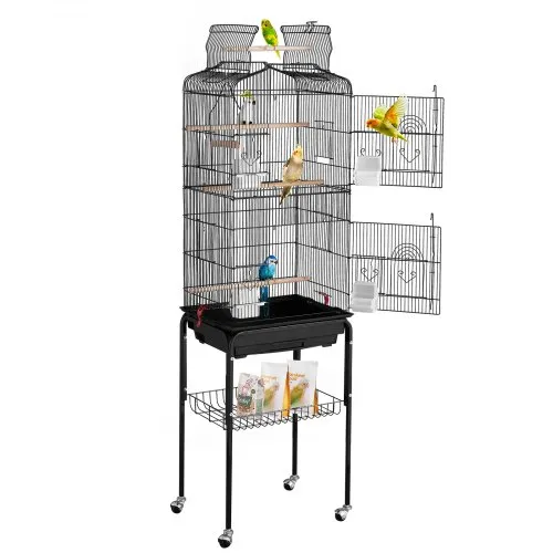 VEVOR Vogelkäfig, 45,7×35,5x151cm, Vogelvoliere mit offener Oberseite & Ständer, Vogelflugkäfig aus Stahl mit herausnehmbarem Tablett, Wellensittichkäfig mit 4 Sitzstangen, Papageienkäfig, Vogelhaus VEVOR Vogelkäfig, 45,7×35,5x151cm, Vogelvoliere mit offener Oberseite & Ständer, Vogelflugkäfig aus Stahl mit herausnehmbarem Tablett, Wellensittichkäfig mit 4 Sitzstangen, Papageienkäfig, Vogelhaus