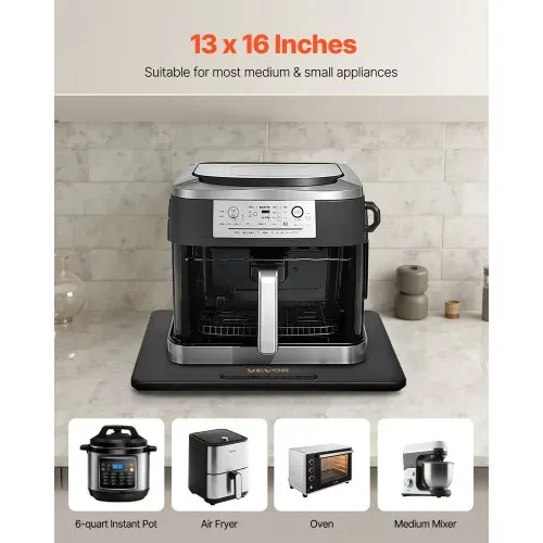 VEVOR Gleitbrett, 33x40,6 cm, Brett mit Gummirädern und hohlem Griff, leicht zu reinigen, Slider-Brett, Geräte-Rollbrett, leicht bewegliche Unterlage für Kaffeemaschine, Küchenmaschine, Schwarz – Bild 2
