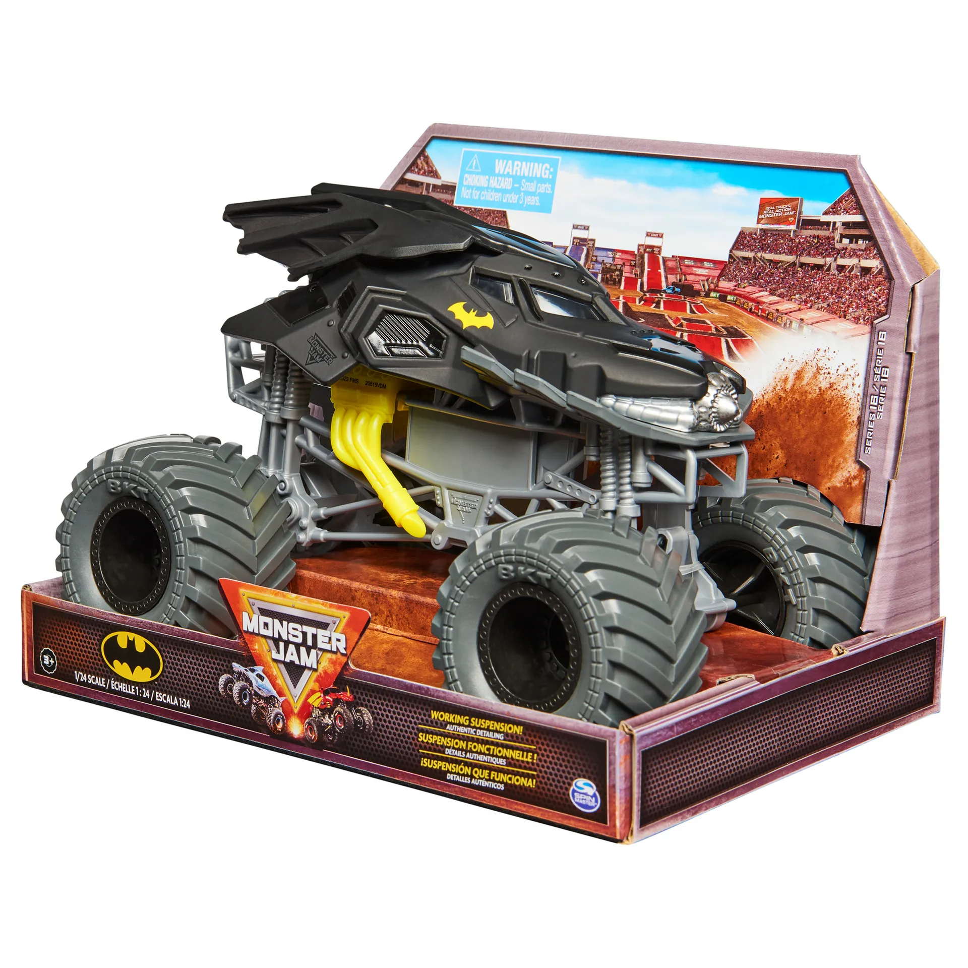 Monster Jam , offizieller Batmobile Monster Truck, Metall-Spritzguss-Fahrzeug zum Spielen und Sammeln im Maßstab 1:24 – Bild 7