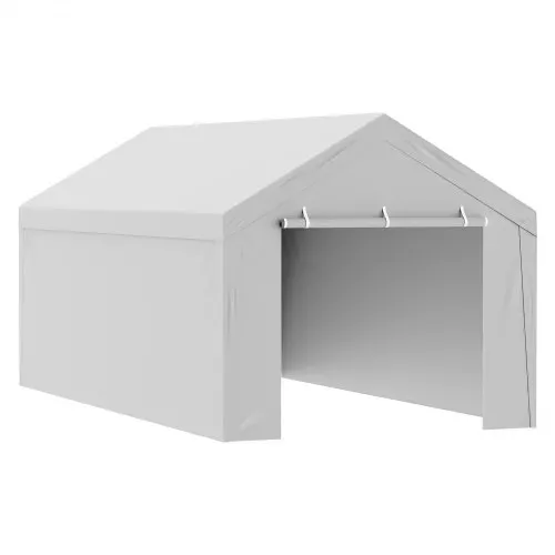 VEVOR Carport Garagezelt, oben + Seitenwand 3 x 6 m, Garagenzelt-Unterstandplane, wasserdicht und UV-geschützt, einfache Installation mit Spanngurten, weiß (Rahmen nicht im Lieferumfang enthalten) – Bild 9