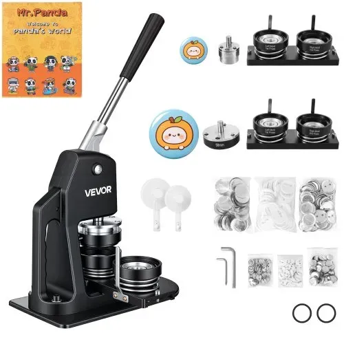 VEVOR Buttonmaschine Knopfmachermaschine 200 Stk. 58 mm & 300 Stk. 25 mm, Badge Punch Press inkl. Mr. Panda Zauberbuch & Sechskantschlüssel, Badge Press Abzeichen Aluminiumlegierung Button Maker – Bild 8