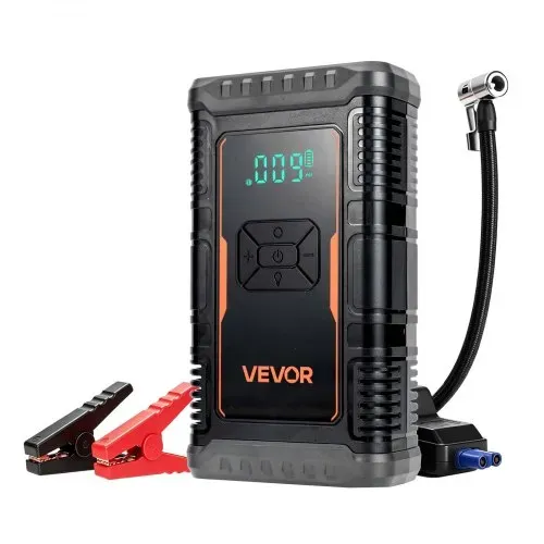 VEVOR Starthilfe Powerbank mit Luftkompressor 1600 A Spitzenleistung für 6,0-L-Benzin- / 3,0-L-Dieselmotoren, 150 psi Reifendruck, Automatische Abschaltung, 12-V-Ladegerät und LED-Taschenlampe – Bild 10