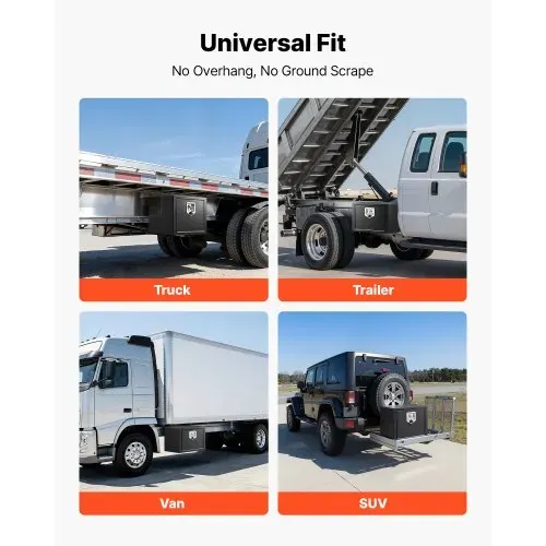 VEVOR Lkw Unterbaubox 457 x 305 x 356 mm Unterflur Staukasten Kaltgewalzter Stahl Wasserdichter Werkzeugkasten mit T-Griff Schloss für Lkw Anhänger Transporter Werkzeugkiste Unterflurkasten Schwarz – Bild 4