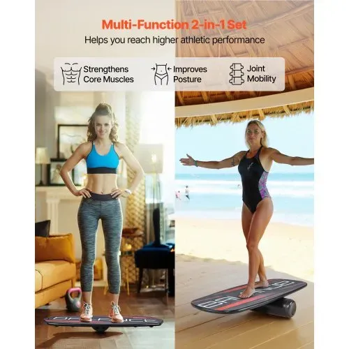 VEVOR Balance Board Set für Erwachsene (78 cm), Wackelbrett bis 200 kg Belastbar, inkl. Rolle, Magnetstoppern & Ablage, Gleichgewichtstrainer für Surf- & Core-Training, Physiotherapie, Schwarz VEVOR Balance Board Set für Erwachsene (78 cm), Wackelbrett bis 200 kg Belastbar, inkl. Rolle, Magnetstoppern & Ablage, Gleichgewichtstrainer für Surf- & Core-Training, Physiotherapie, Schwarz