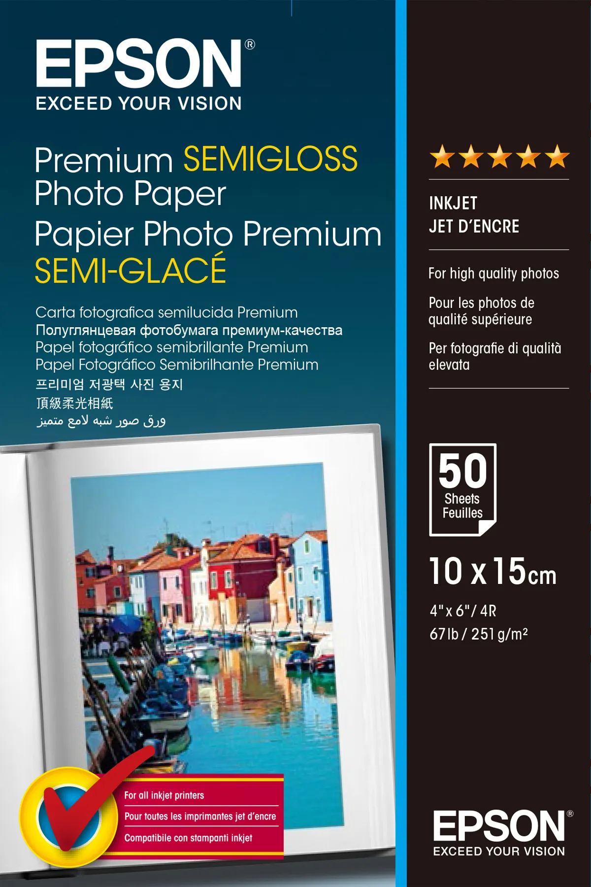 Epson Premium Semi-Gloss Photo Paper – 10x15cm – 50 Blätter Epson Premium Semi-Gloss Photo Paper – 10x15cm – 50 Blätter